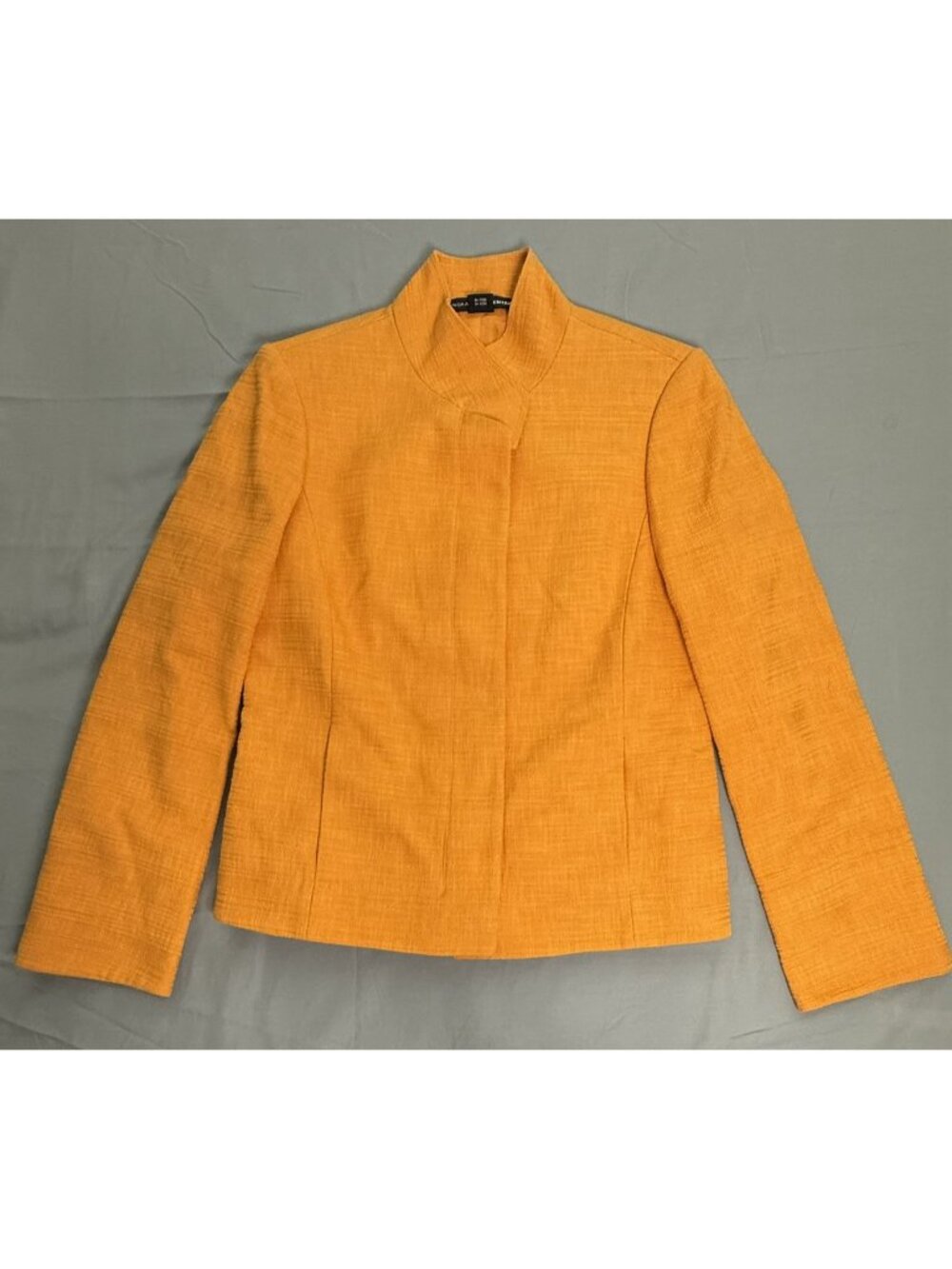 Linda Allard Ellen Tracy Jacket Womens 8 Mustard Yellow Gold Textured Blazer - Picture 10 of 13